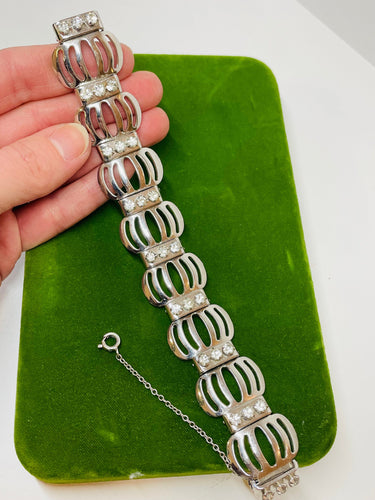 Silver and Rhinestone Bracelet and Earrings set Devil's Details